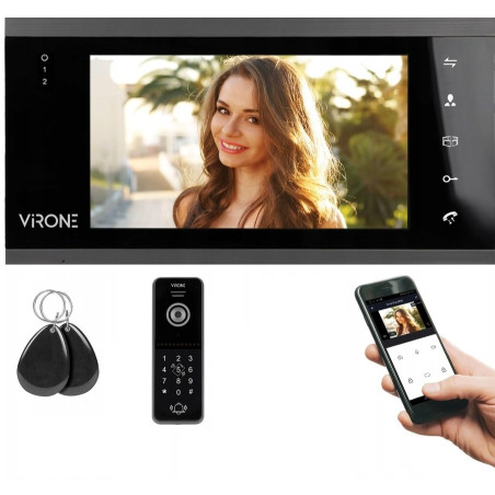 WIDEODOMOFON IP 7'' VIFIS VDP-61 FULL HD Z SZYFRATOREM CZARN