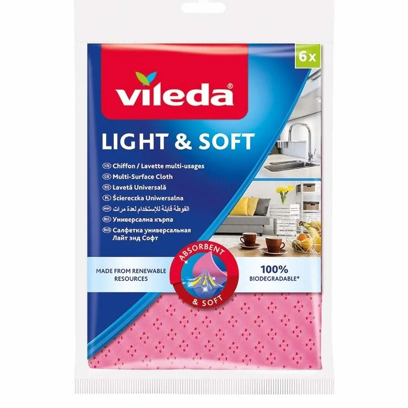 VILEDA ŚCIERKA UNIWERSALNA LIGHT&SOFT 6 SZT.                