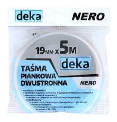 TAŚMA DWUSTRONNA PIANKOWA NERO CZARNA 19MM*5M               