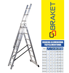 DRABINA ALUMINIOWA 3-ELEMENTOWA 420CM 7+7+7 SZCZEBLI        