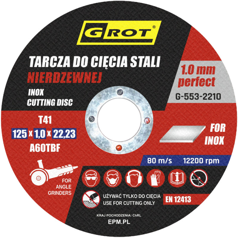 TARCZA PŁASKA INOX T1A 125*1.0*22 KOMPLET 10 SZTUK          