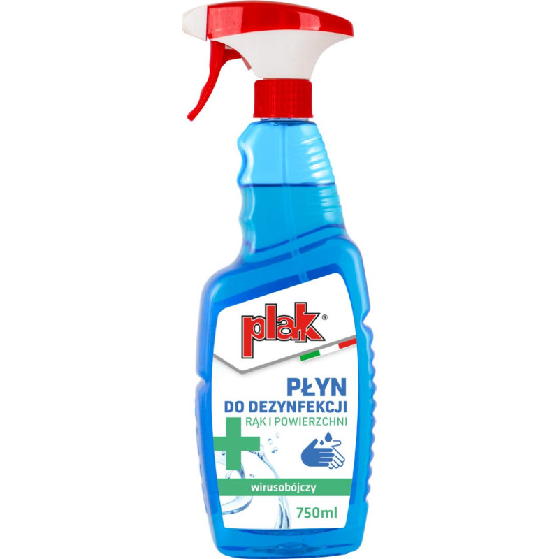 PŁYN DO DEZYNFEKCJI RĄK I POWIERZCHNI, ATOMIZER PLAK 750ML  