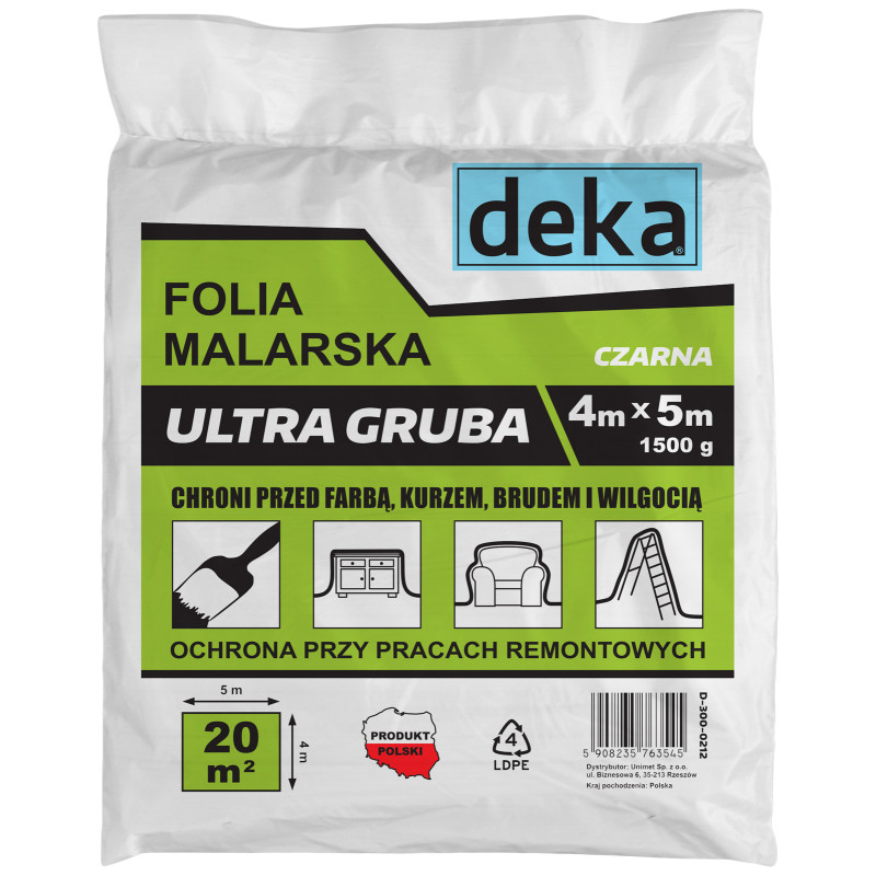 FOLIA MALARSKA ULTRA GRUBA CZARNA 4*5M 1500G                