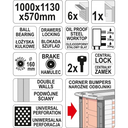 SZAFKA SERWISOWA 6-SZUFLAD                                  
