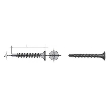 WKRĘT SAMOWIERTNY Z ŁBEM KIELICHOWYM FOSFATYZOWANY 3.5*25MM 