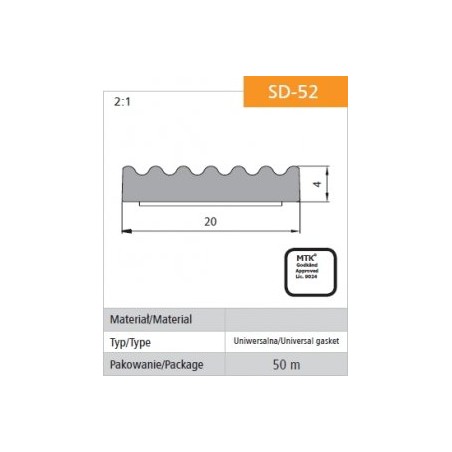 USZCZELKA SAMOPRZYLEPNA CZARNA SD-52/4-0 DGP 20*4 50M       