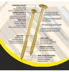 WKRĘT DO DREWNA Z KOŁNIERZEM NA TORX OCYNKOWANY 8*100MM T40 