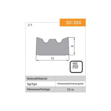 USZCZELKA SAMOPRZYLEPNA CZARNA SD-30/4-0 DGP 15*8MM         